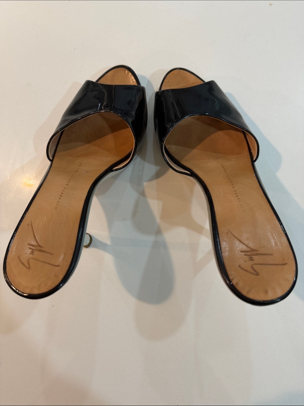Giuseppe Zanotti Black Patent Leather Open-Toe Mule 👠 vintage Y2K - Picture 14 of 16